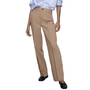 NWT ZARA Françoise Full Length Straight Leg Pants XL